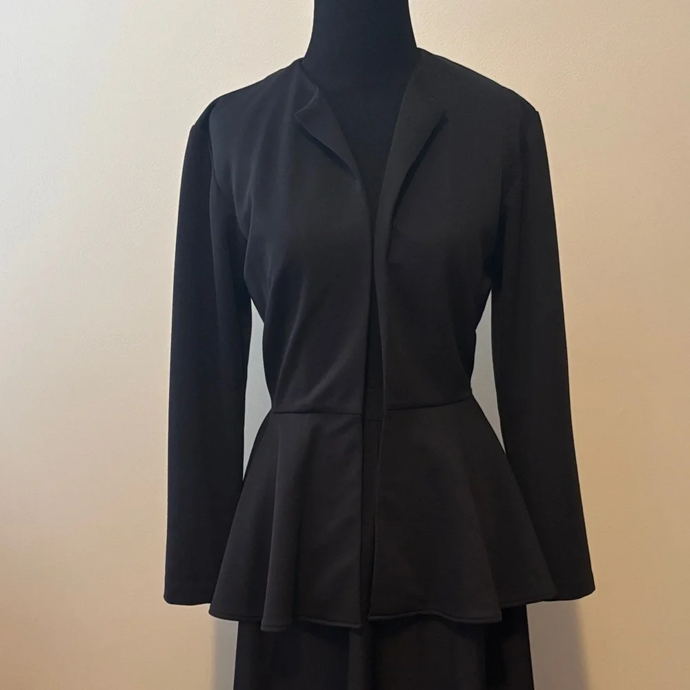 Custom made vintage Black Peplum Jacket and Skirt Set Suit - Picture 6 of 16